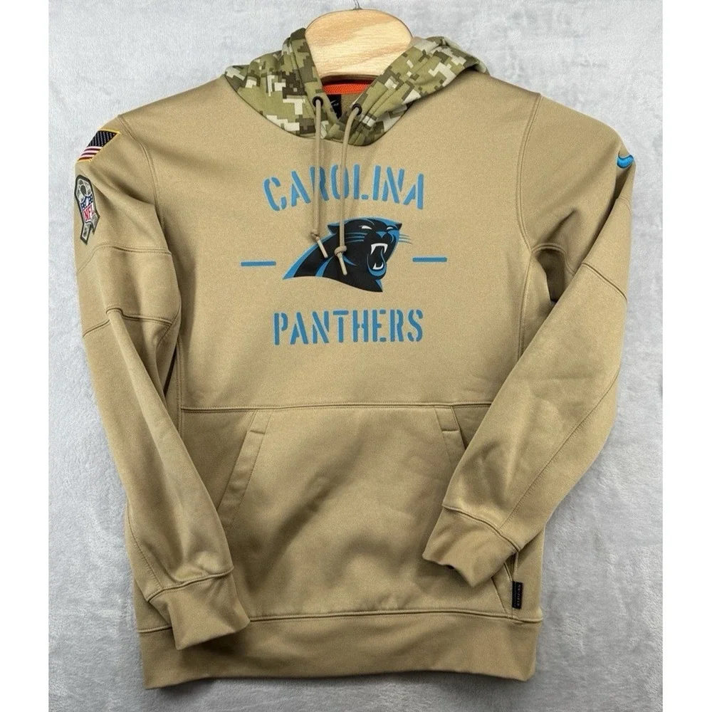 Nike Carolina Panthers Hoodie NFL Salute To Service Beige Sweatshirt USA Men's S
